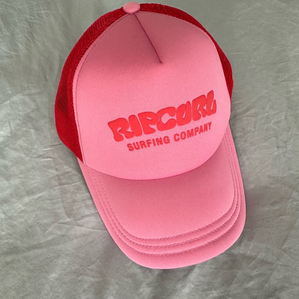 NEW Rip Curl Pink Foam Trucker Hat with Red Mesh